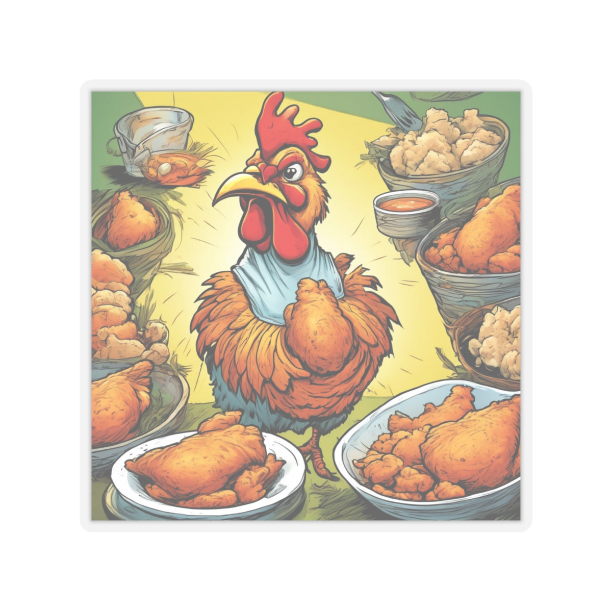 Funny Chicken Fried Food Comfort Food Art Sticker