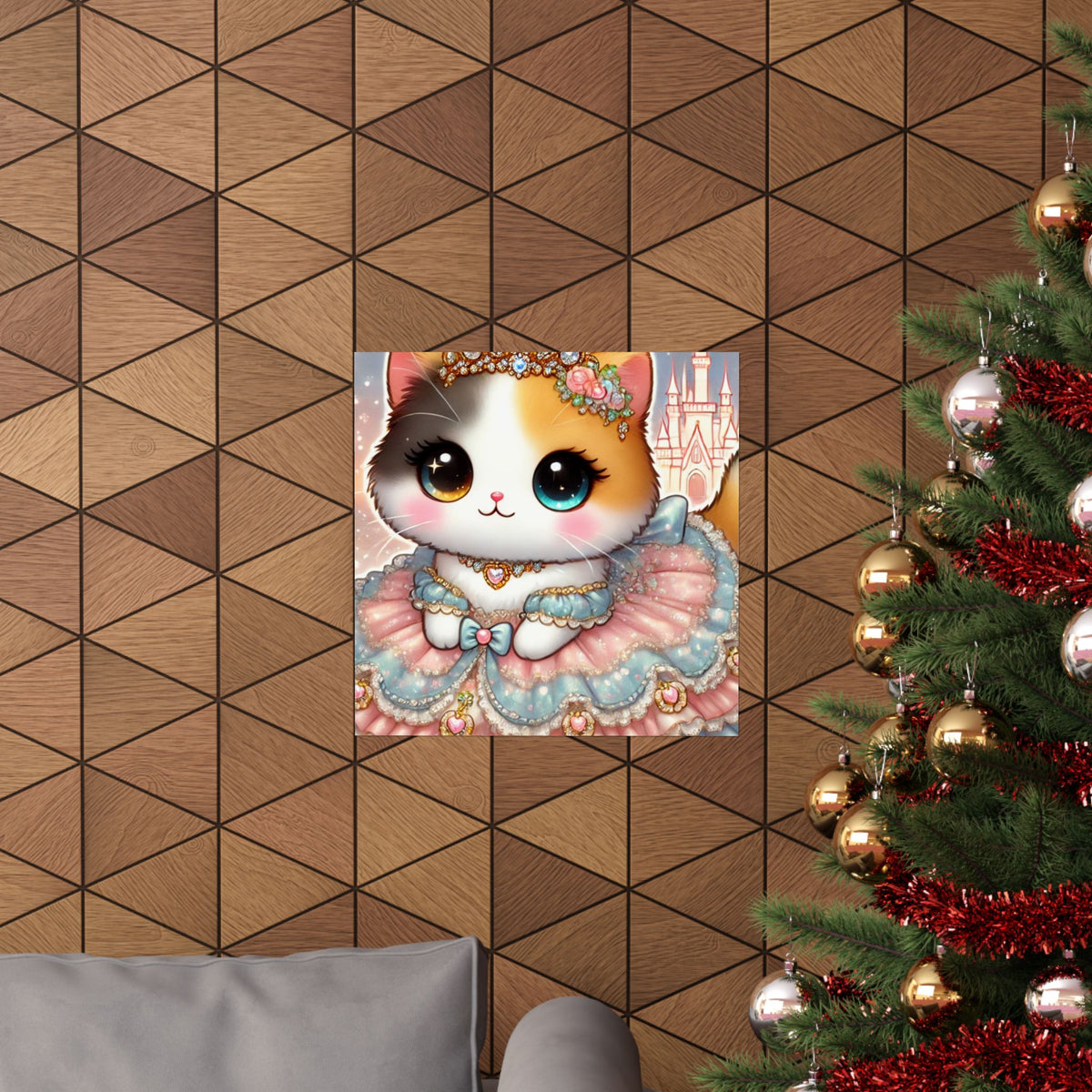 Pastel Princess Calico Cat Fantasy Wall Art Poster