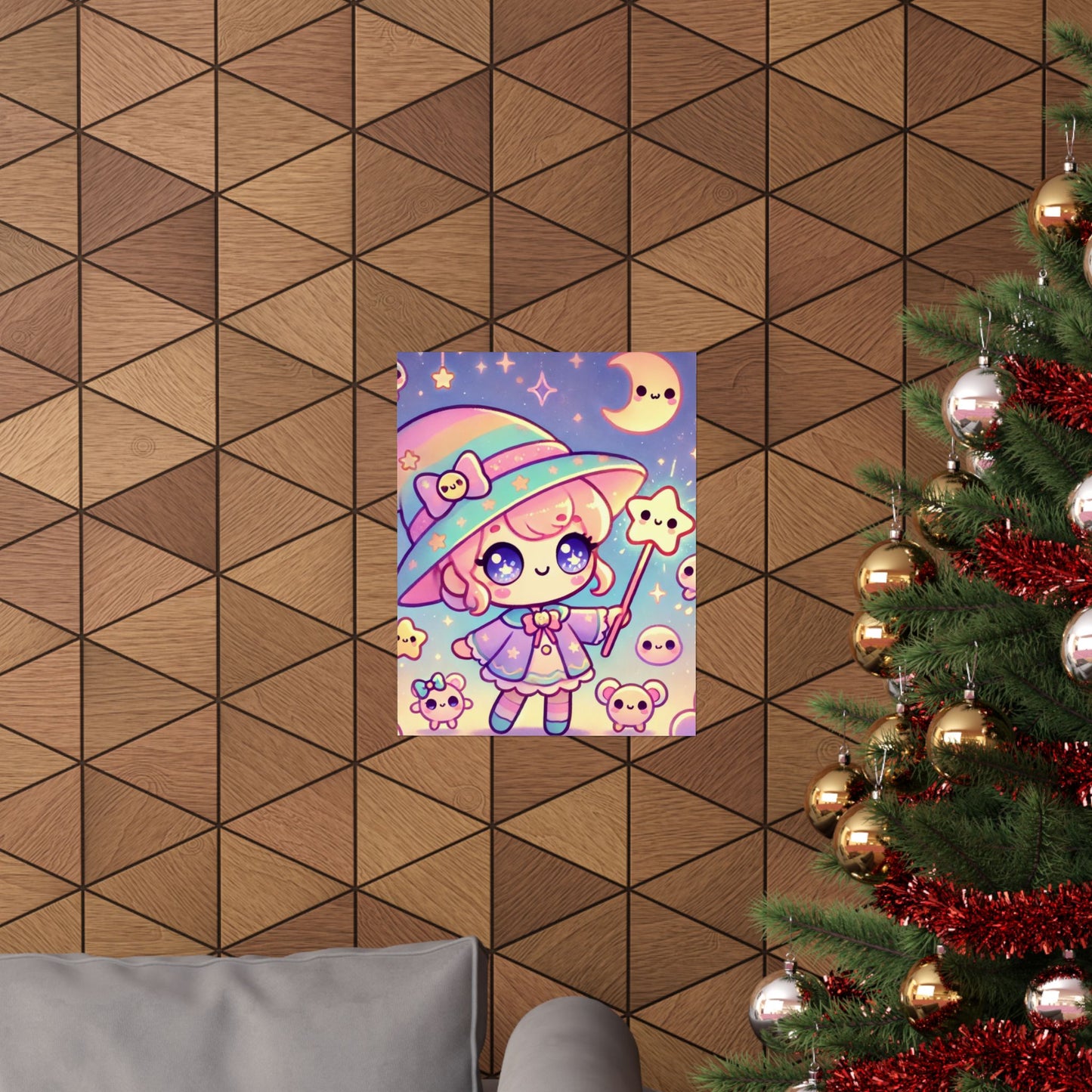 Kawaii Moon Wand Pastel Fantasy Wall Art Poster