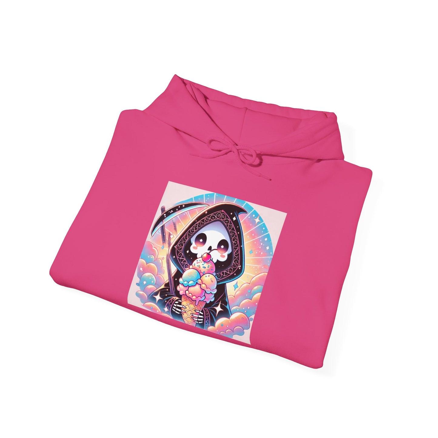 Grim Reaper Kawaii Anime Hoodie - Cute Ice Cream Design - Unisex Comfortable Hooded Sweatshirt - Fun & Stylish Gift Idea!