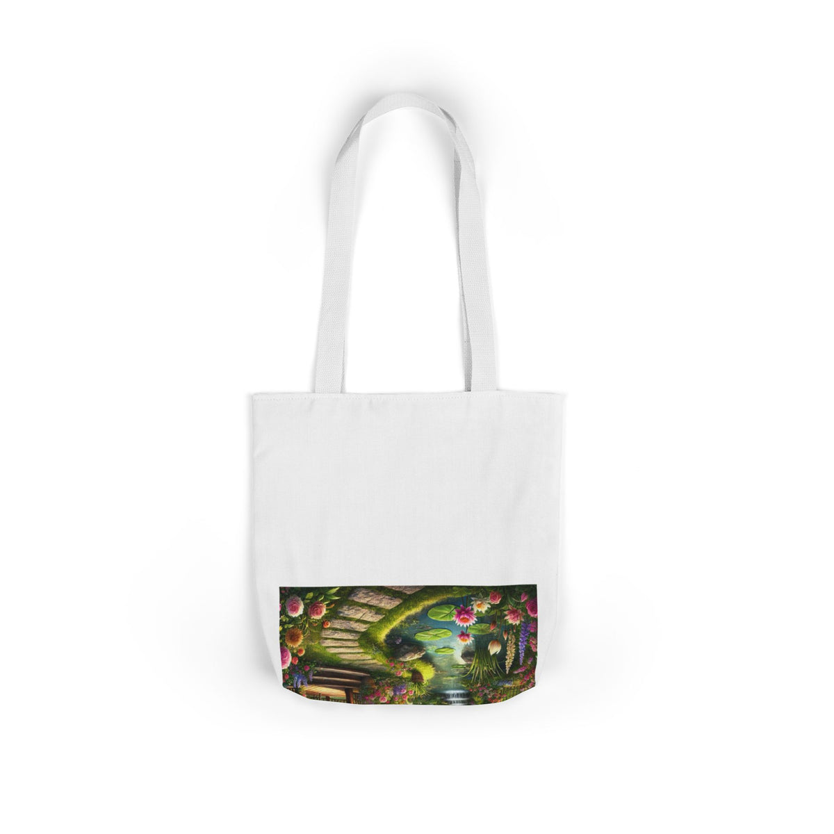 Sunlit Rose Gazebo Cottage Garden Canvas Tote Bag