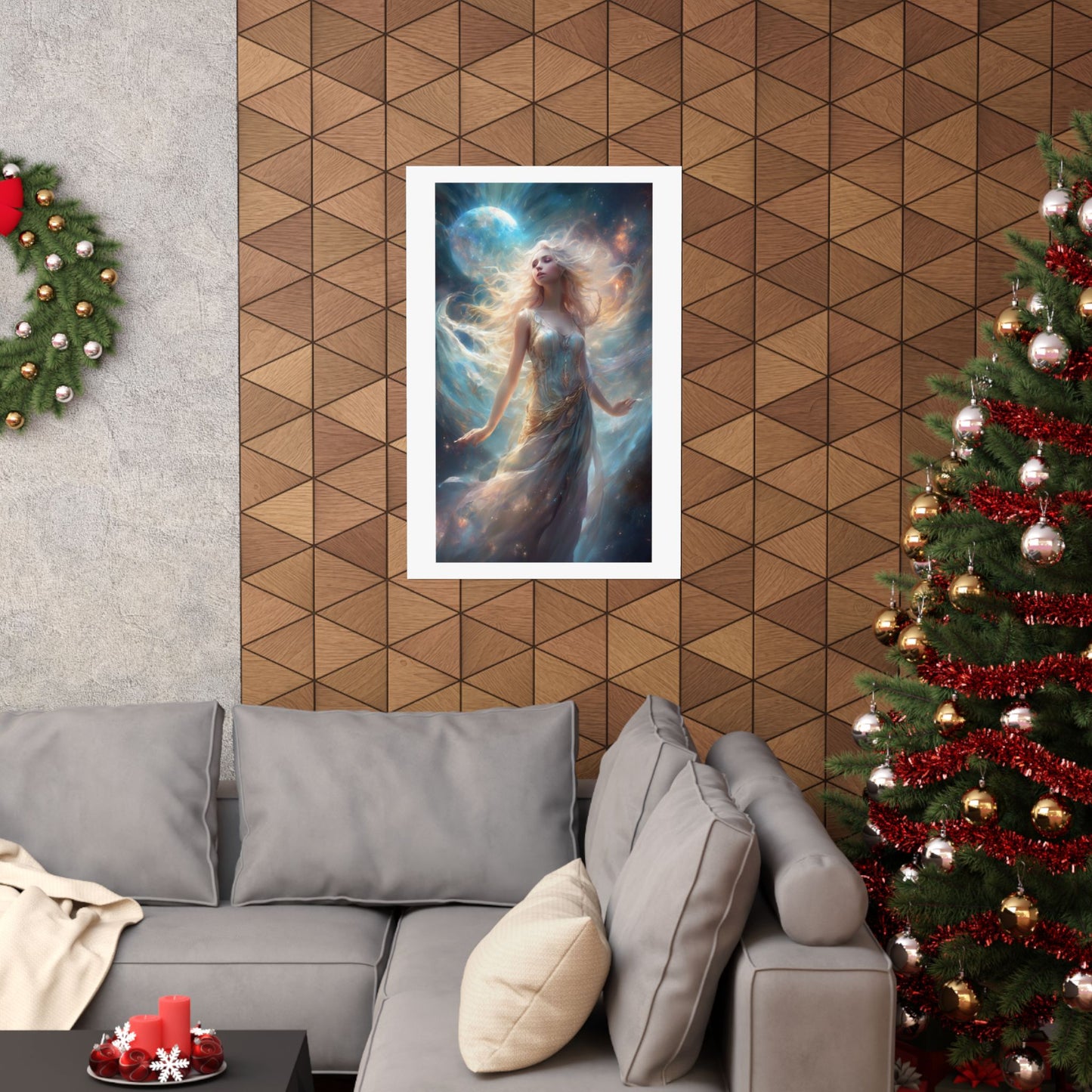 Moonlit Celestial Maiden Fantasy Portrait Poster