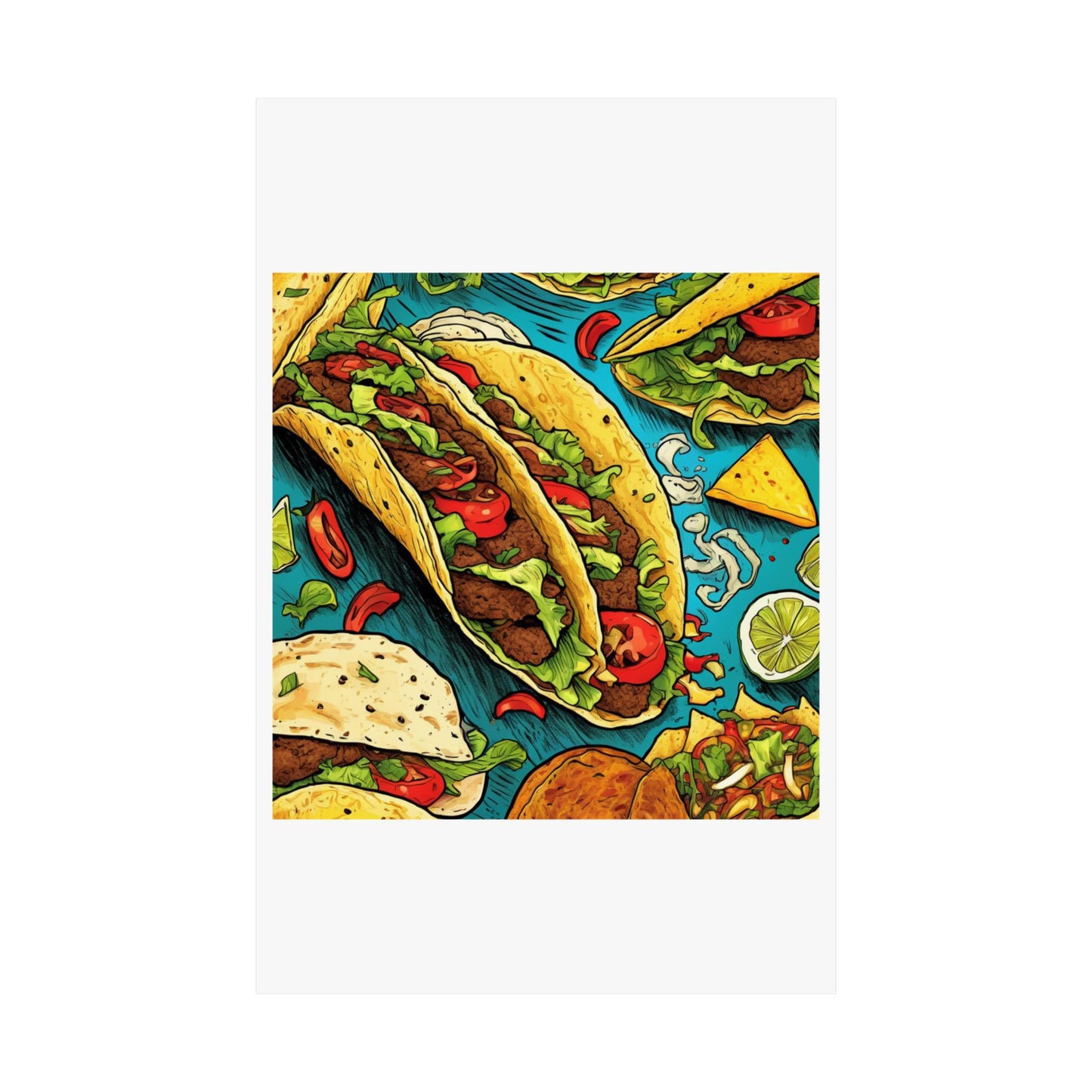 Taco Party Pattern Foodie Gift Art Poster