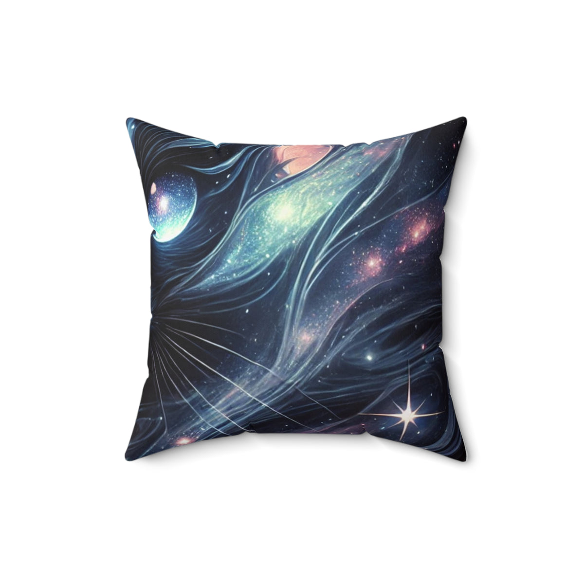 Cosmic Black Cat Galaxy Celestial Decorative Pillow