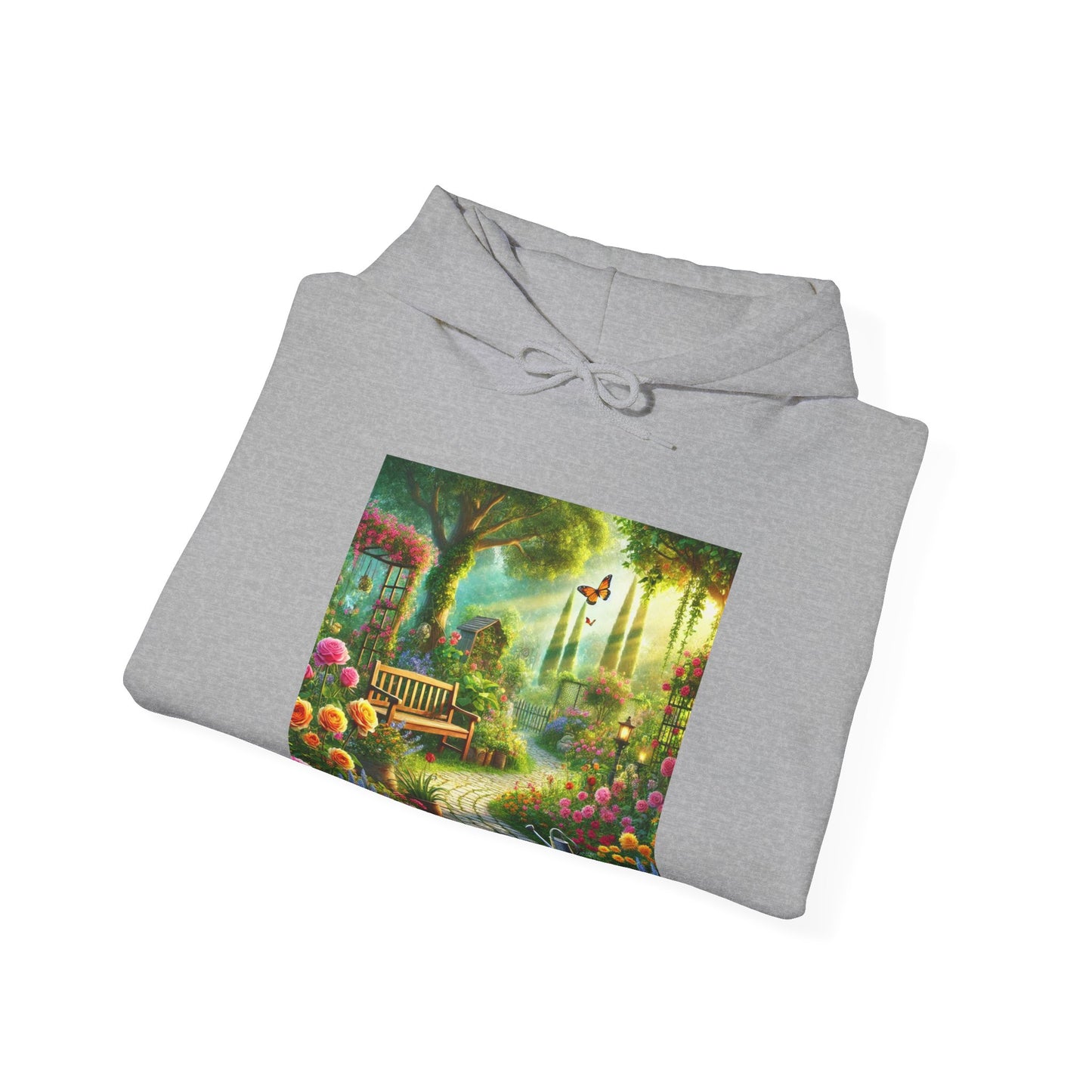 Sunlit Spring Flower Garden Bench Hoodie