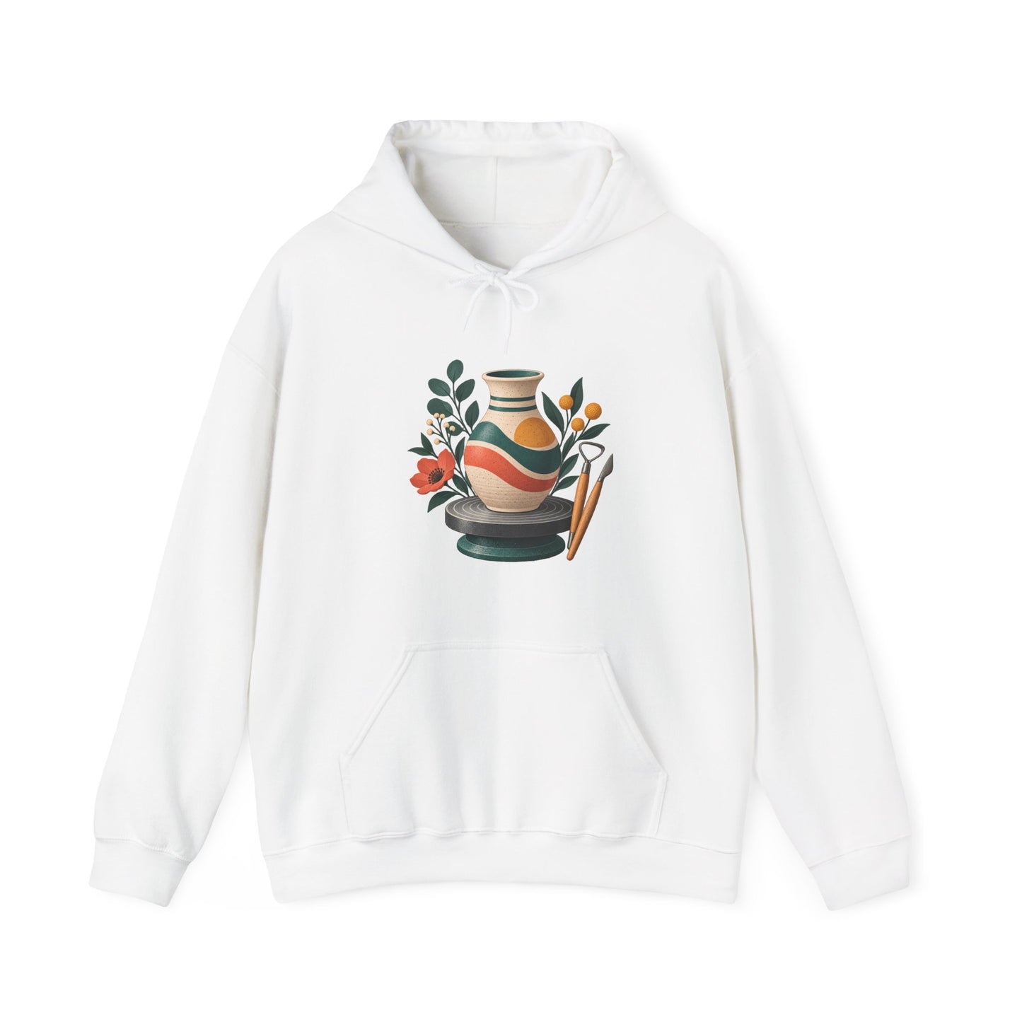 Midcentury Pottery Botanical Art Hoodie