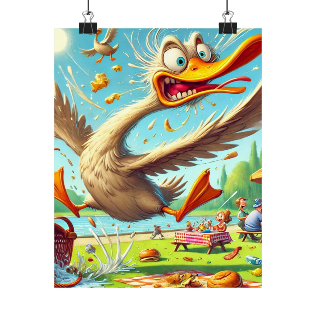 Chaotic Picnic Duck Funny Summer Wall Art Poster