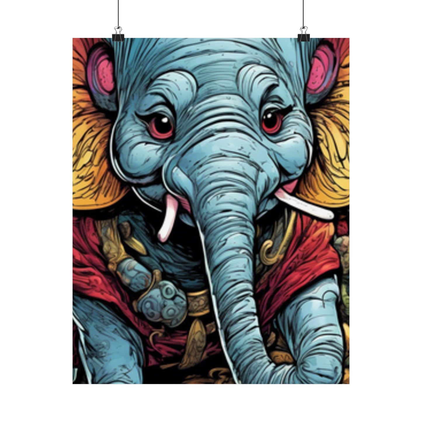 Colorful Elephant Garden Parade Wildlife Wall Art Poster