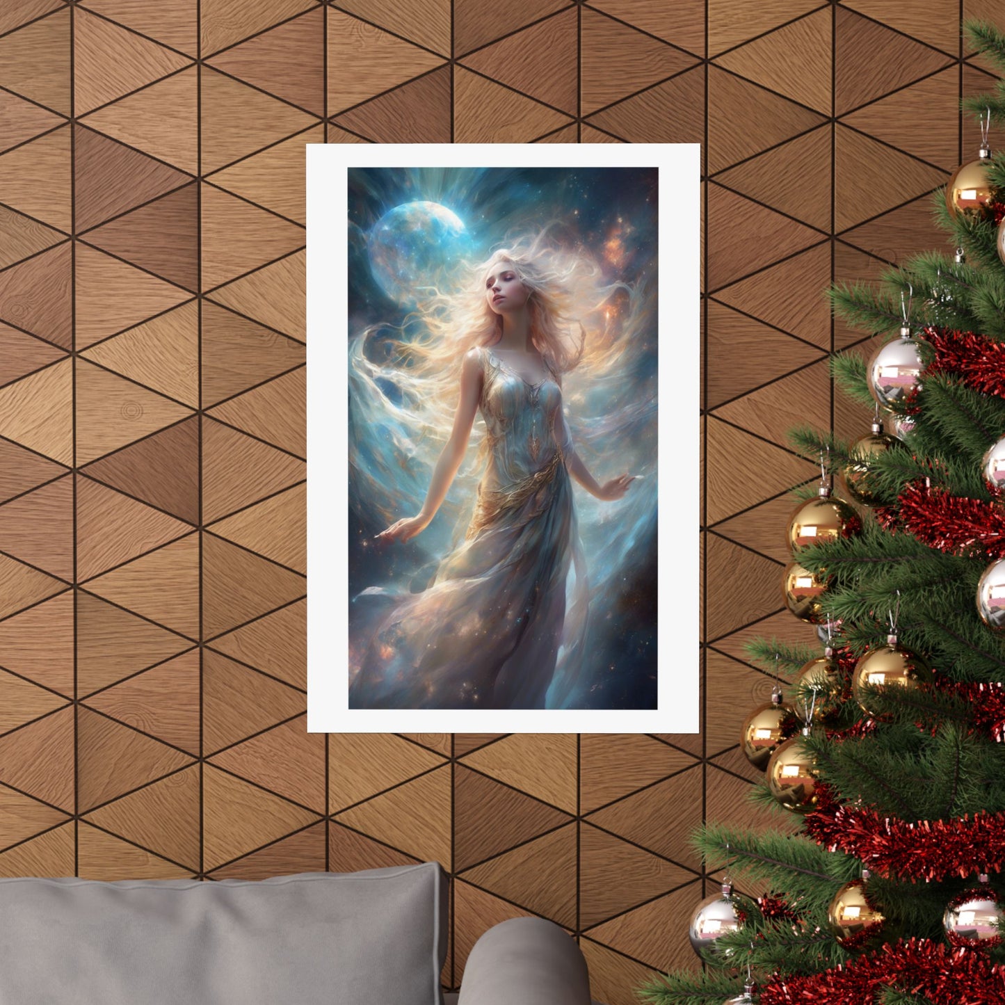 Moonlit Celestial Maiden Fantasy Portrait Poster