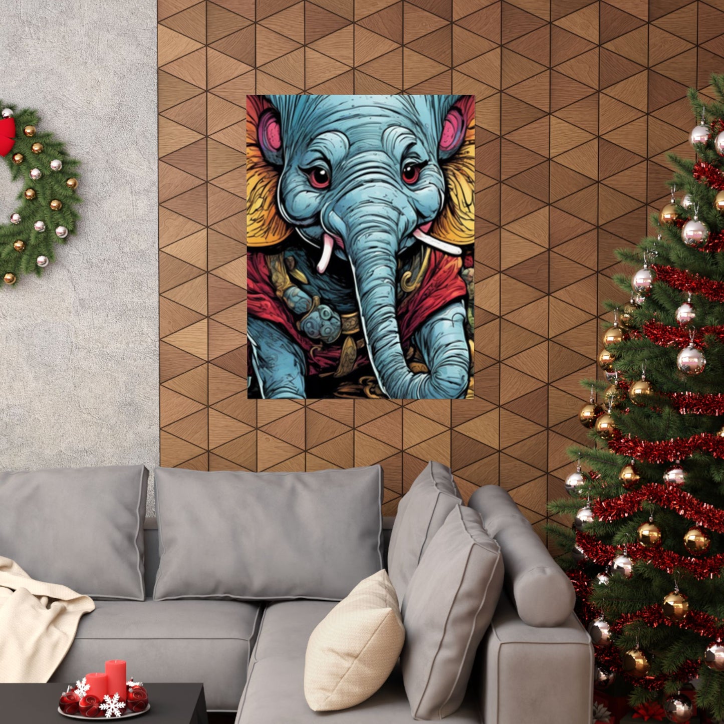 Colorful Elephant Garden Parade Wildlife Wall Art Poster