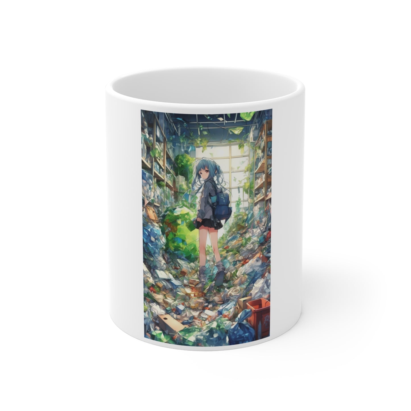 Green Recycling Alley Anime Girl Eco Art Coffee Mug