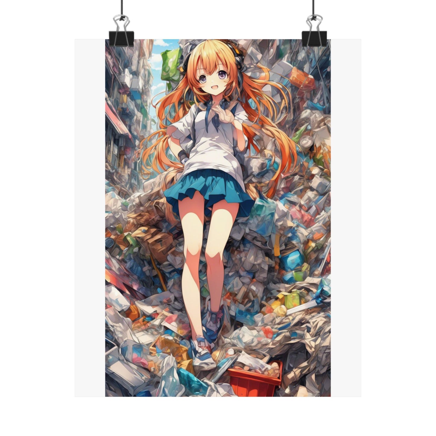 Recycling Rescue Anime Heroine Eco Street Art Poster
