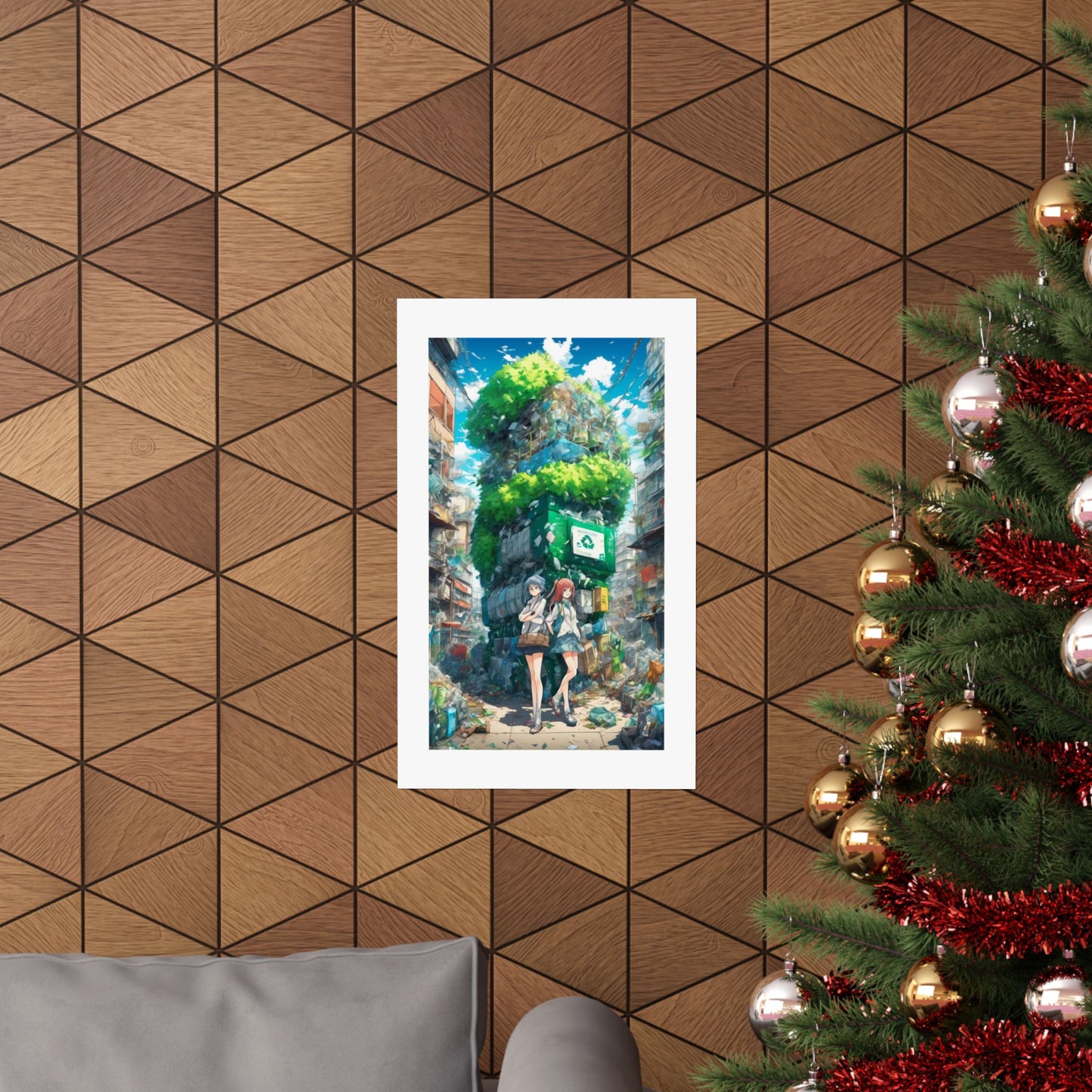 Urban Recycling Anime Friends Green City Wall Poster