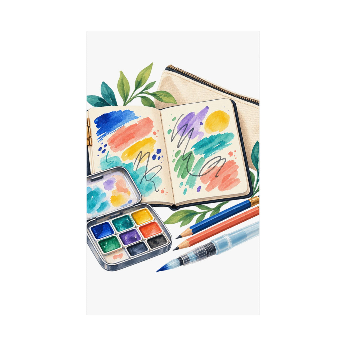 Colorful Urban Sketching Travel Kit Poster