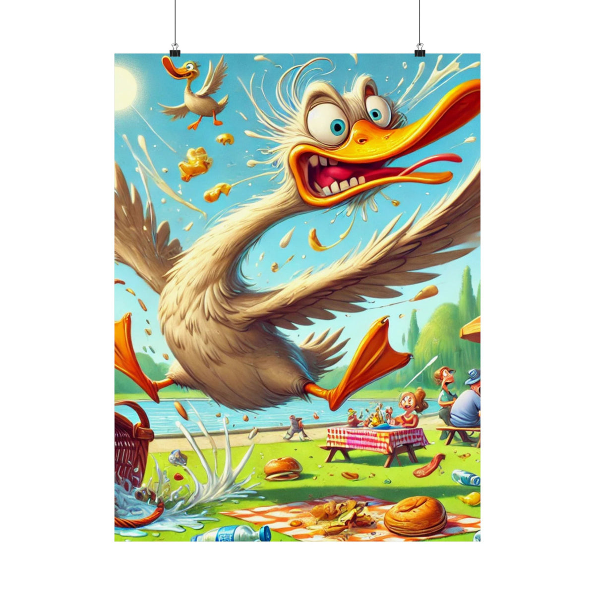 Chaotic Picnic Duck Funny Summer Wall Art Poster