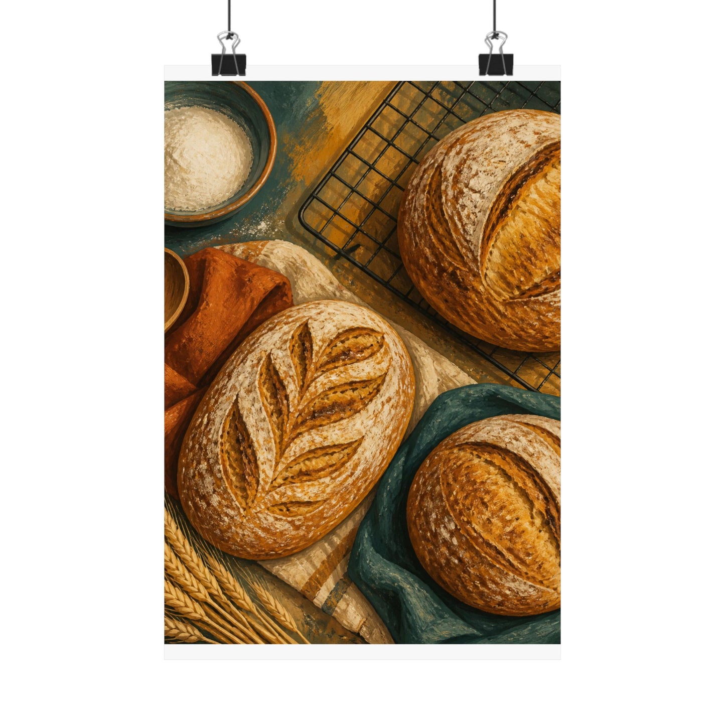 Artisan Bread Baking Still Life Poster