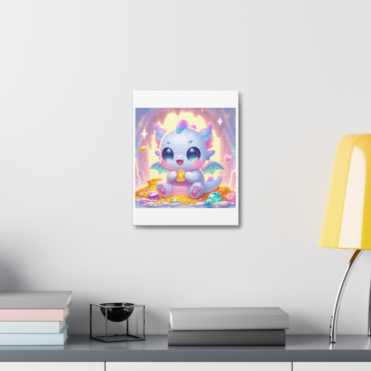 Pastel Treasure Dragon Kawaii Fantasy Canvas Wall Art