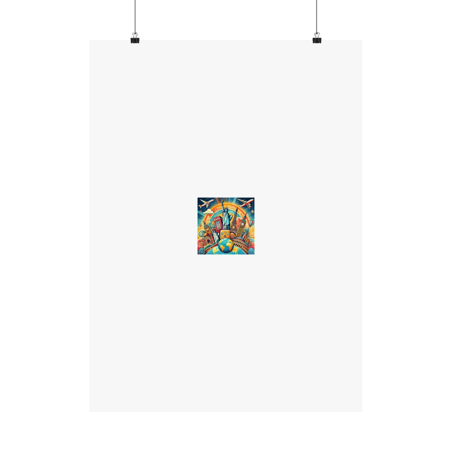 Global Landmark Adventure Collage Colorful Travel Poster