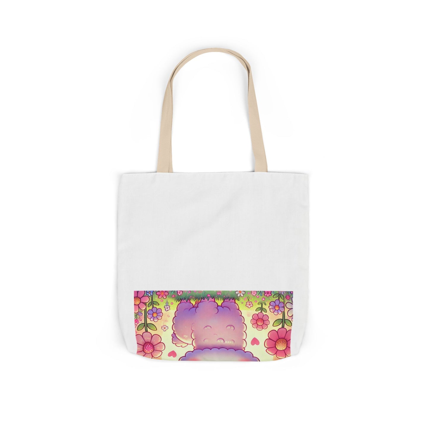 Pastel Floral Alpaca Garden Kawaii Canvas Tote Bag