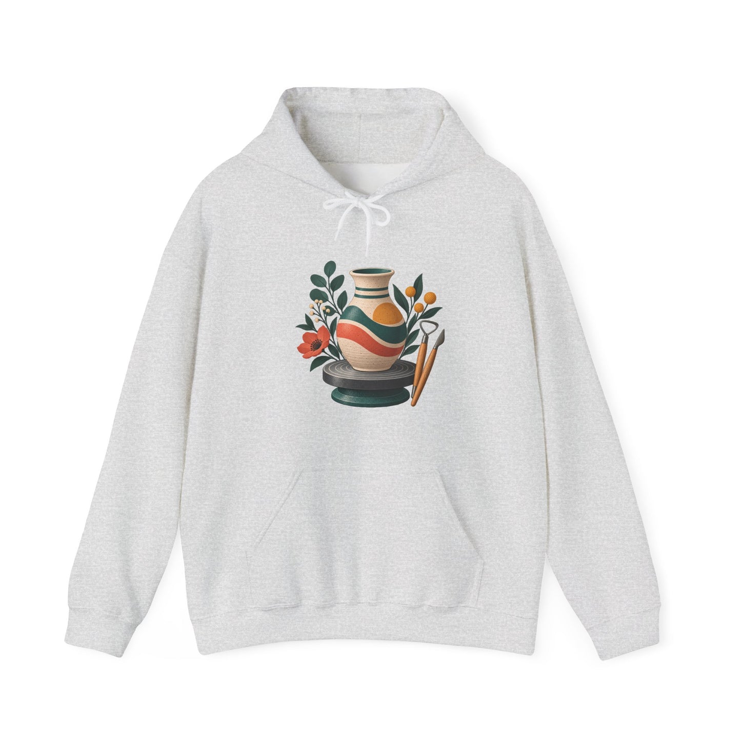 Midcentury Pottery Botanical Art Hoodie
