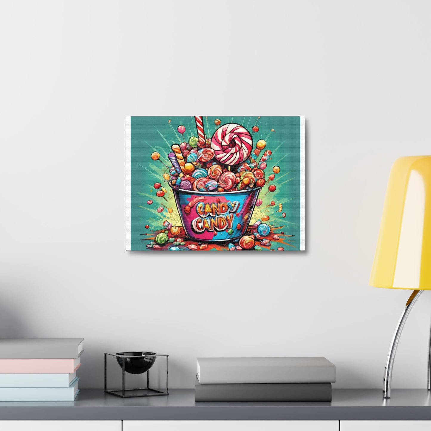 Holiday Candy Bucket Sweets Gift Art Canvas