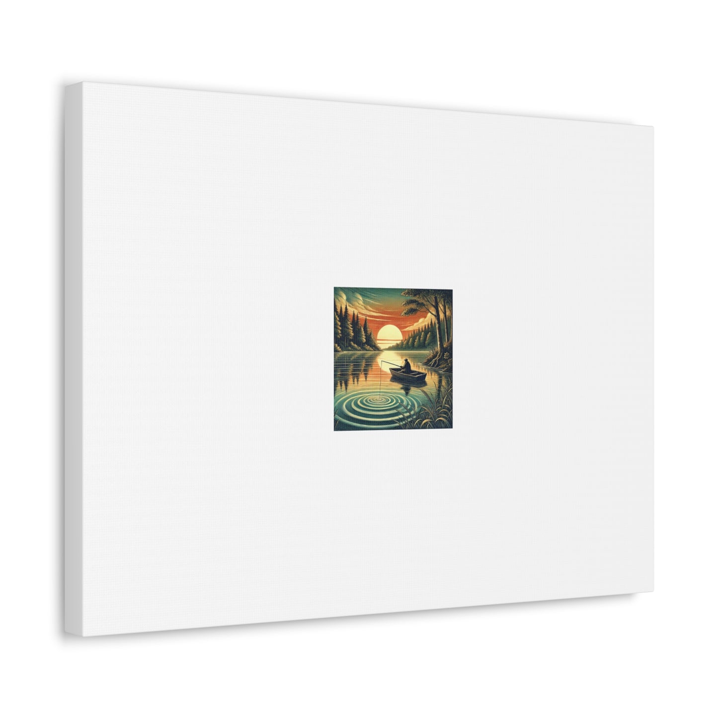 Sunset Lake Fishing Retreat Canvas Lake House Fishing Wall Art Gift