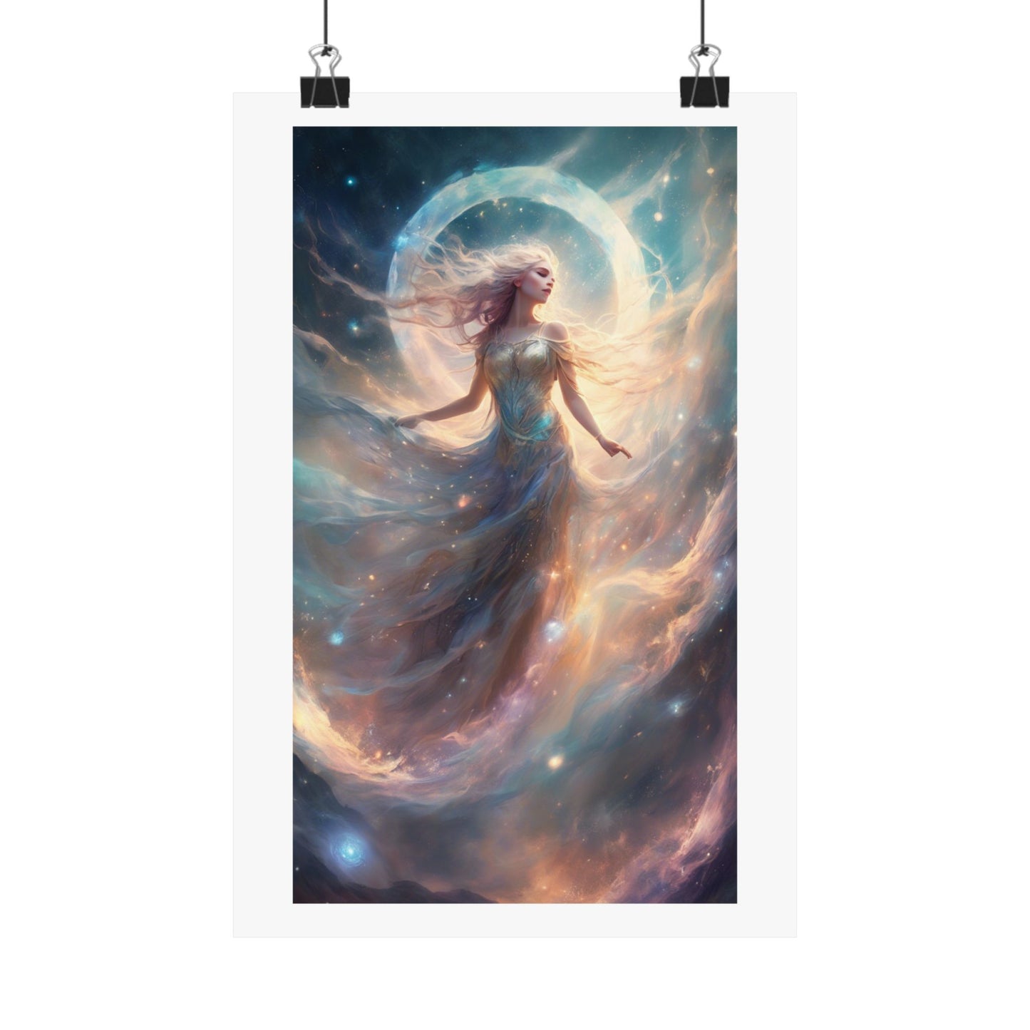 Moonlit Celestial Dancer Fantasy Portrait Poster