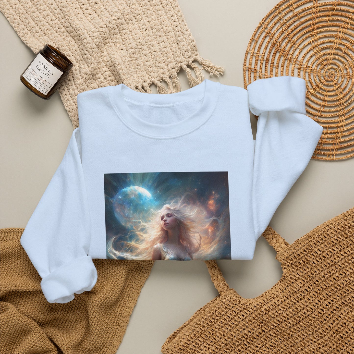 Moonlit Celestial Maiden Fantasy Portrait Sweatshirt