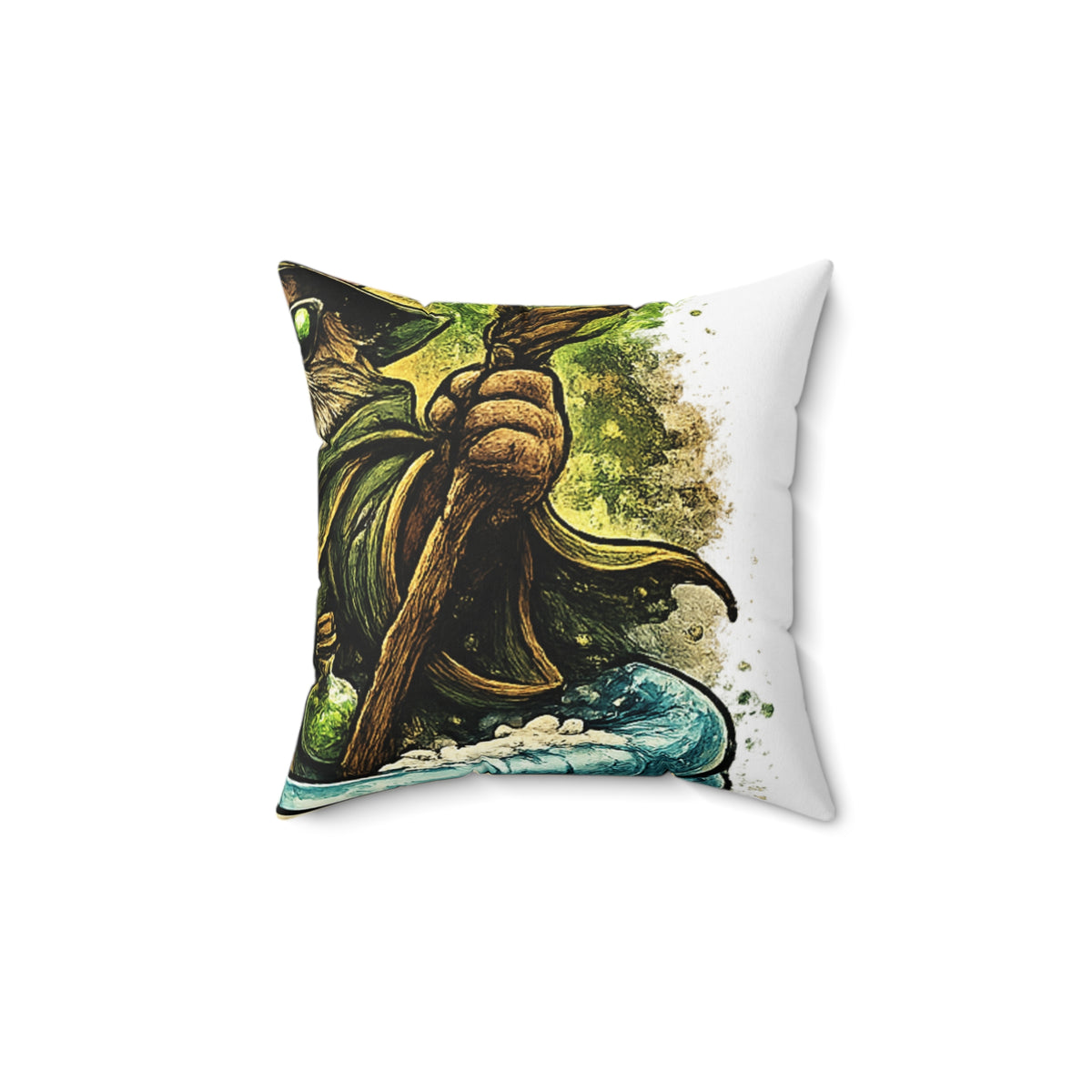 Crazy Cat Wizard Funny Fantasy Decorative Pillow