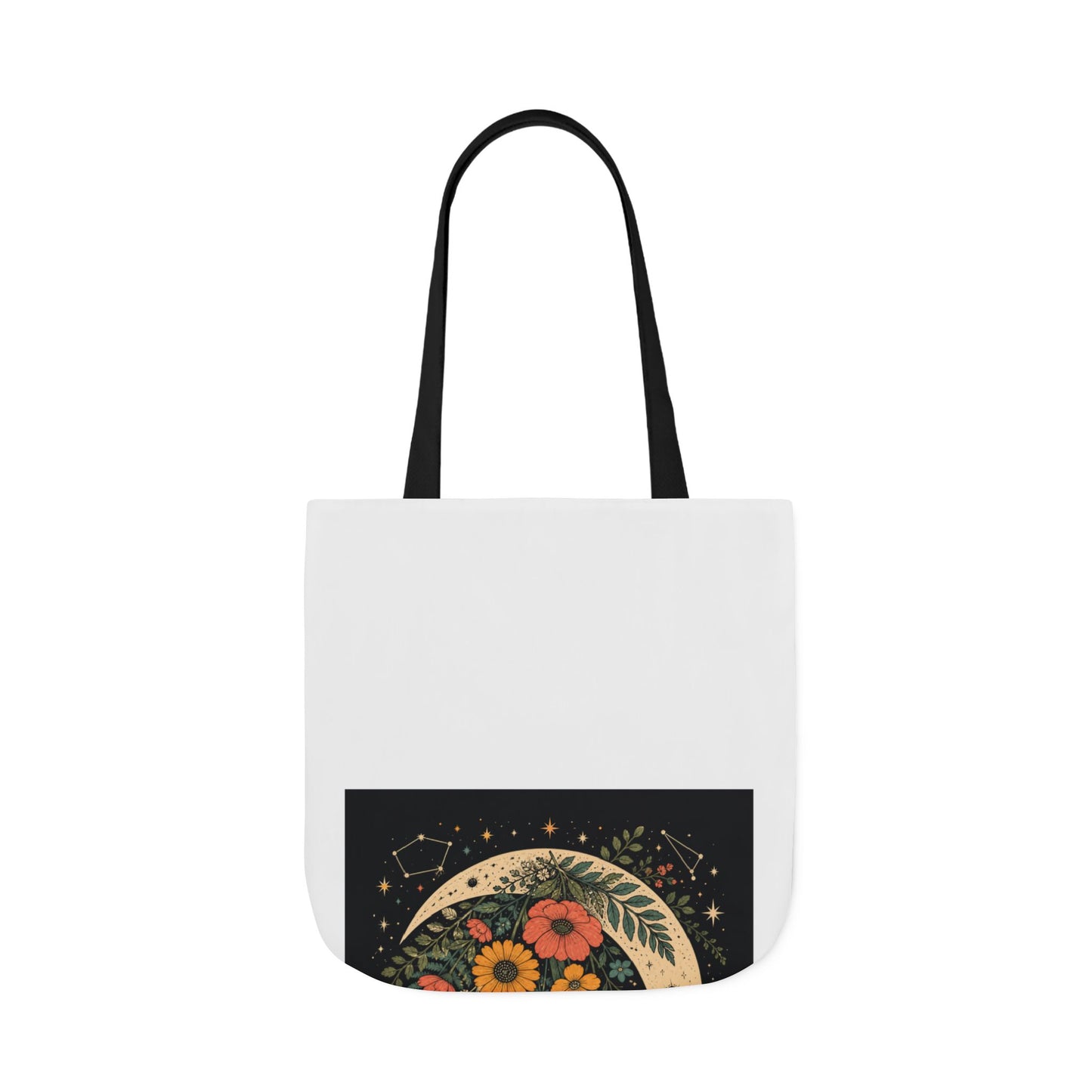 Celestial Wildflower Crescent Moon Botanical Tote Bag