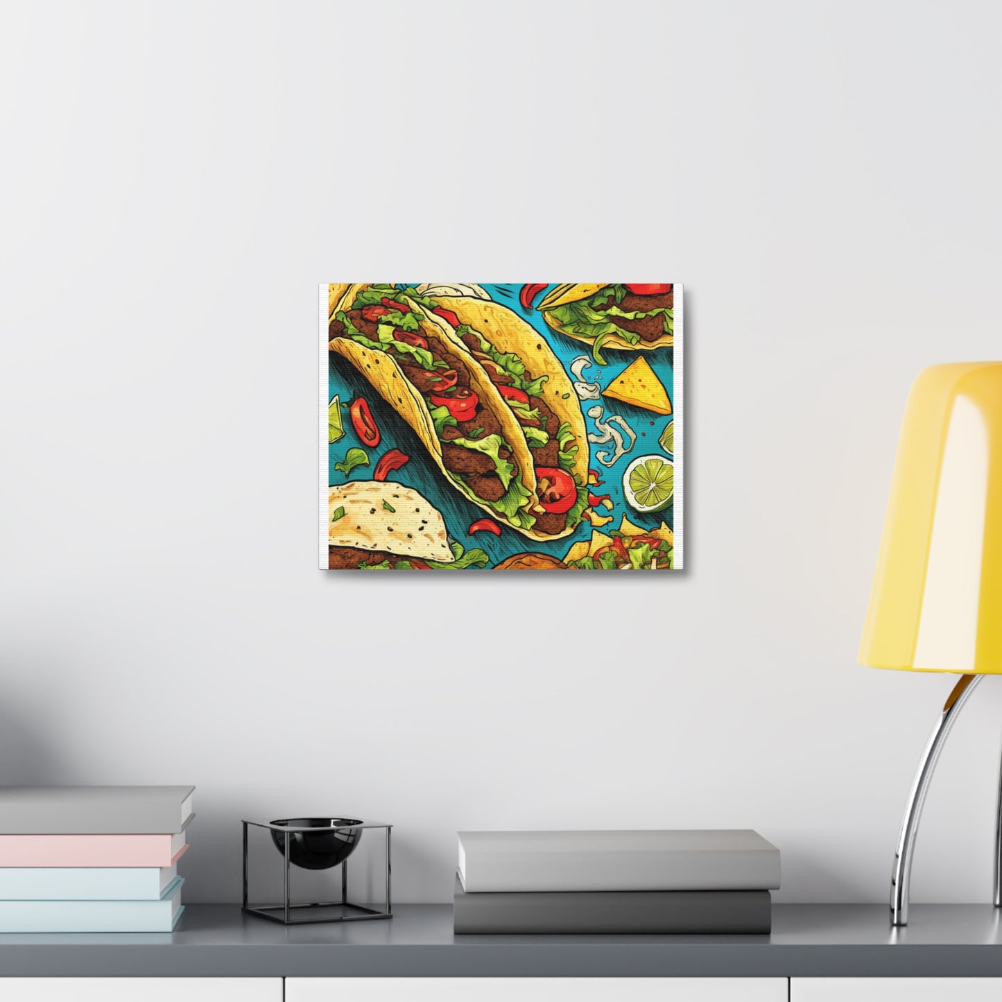 Taco Party Pattern Foodie Gift Art Canvas