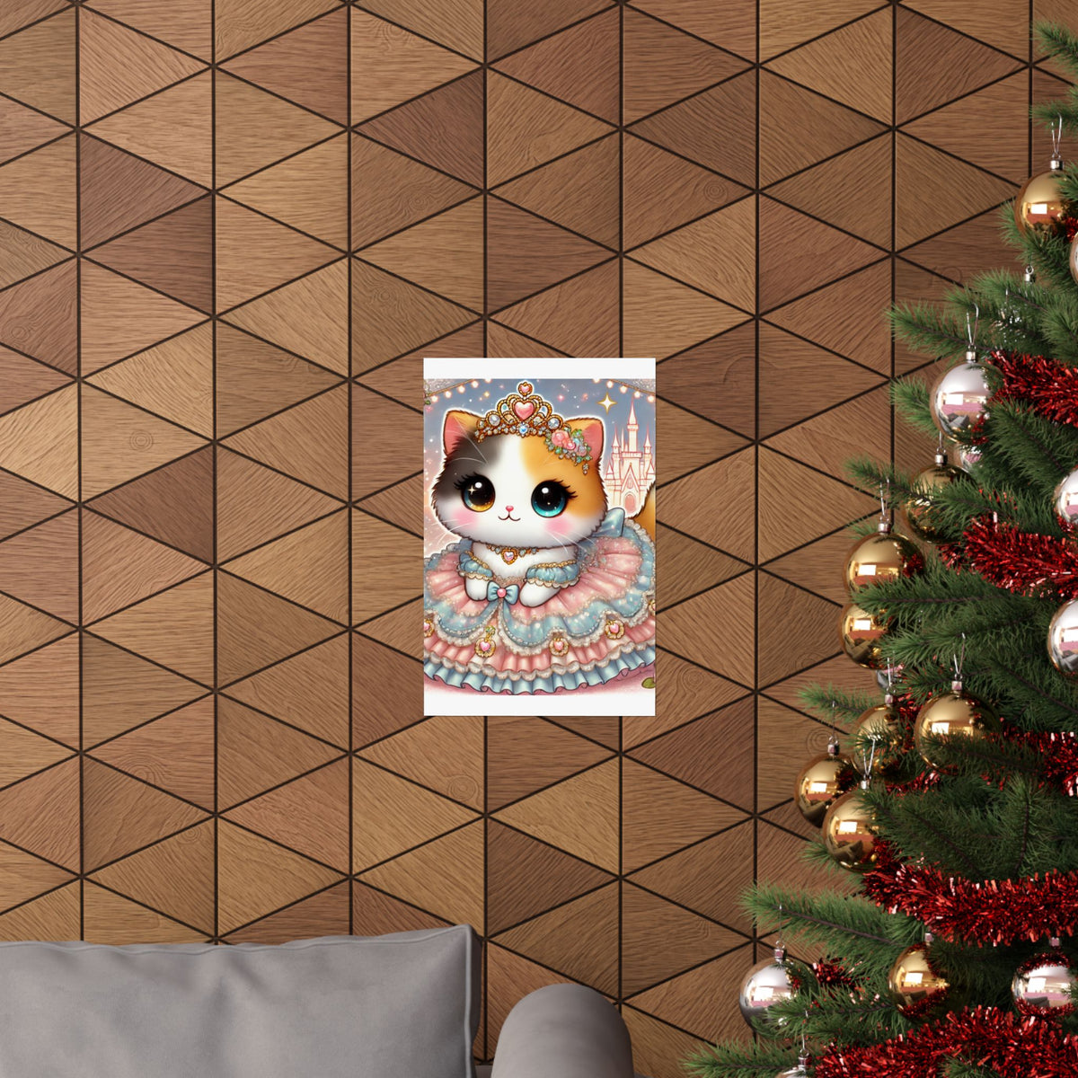Pastel Princess Calico Cat Fantasy Wall Art Poster