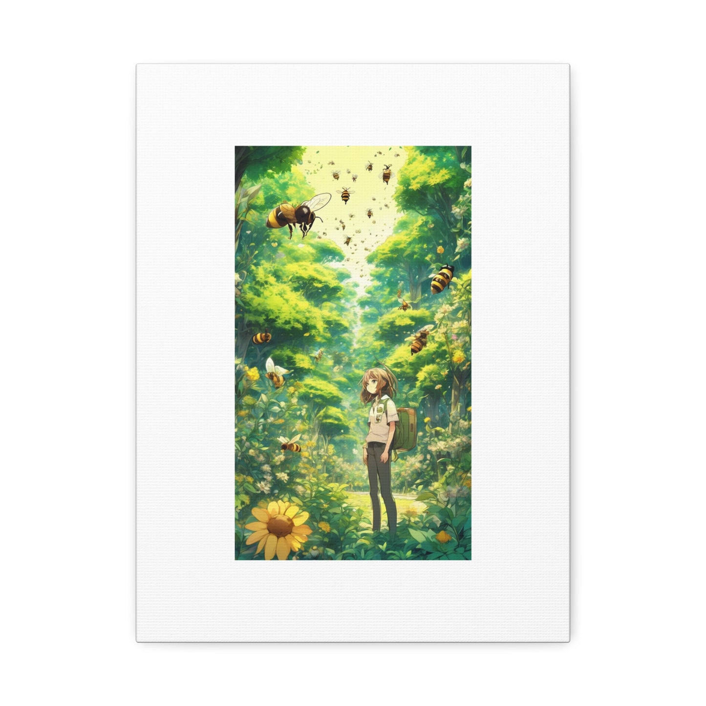 Bee Garden Explorer Anime Nature Art Canvas