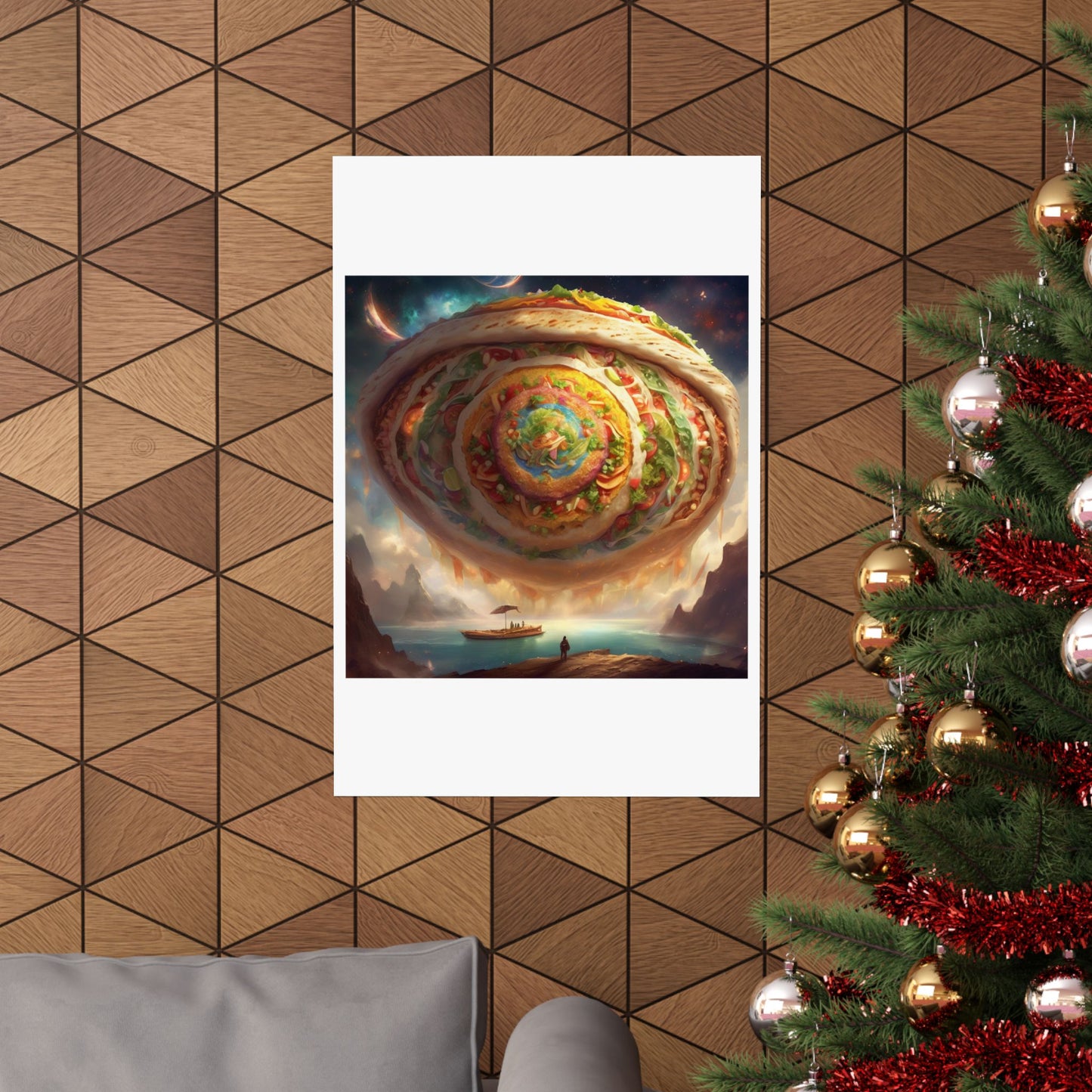 Cosmic Taco Portal Surreal Food Fantasy Art Poster