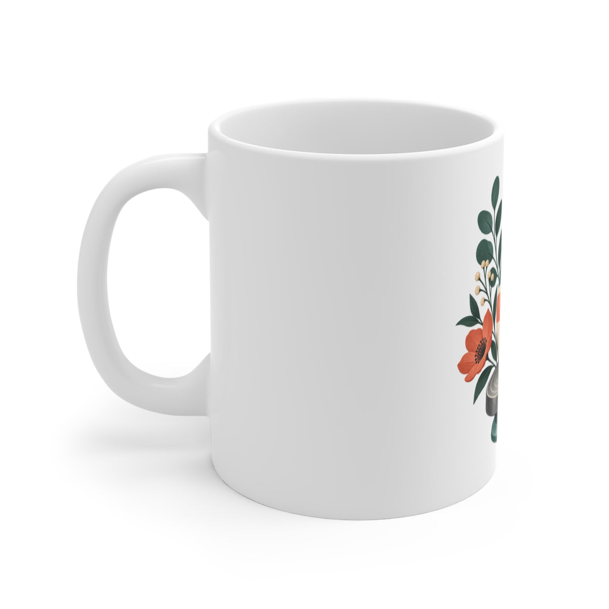 Midcentury Pottery Botanical Art Mug
