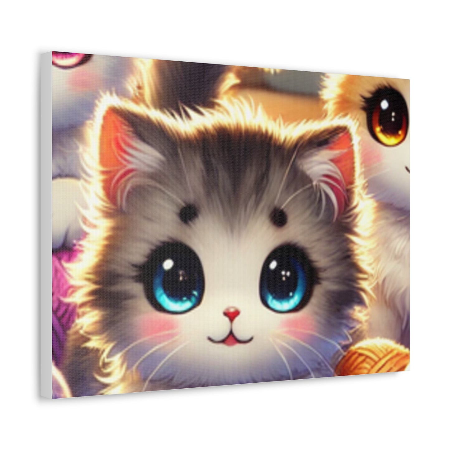 Cozy Yarn Kittens Cute Cat Canvas Knitting Room Wall Art Gift