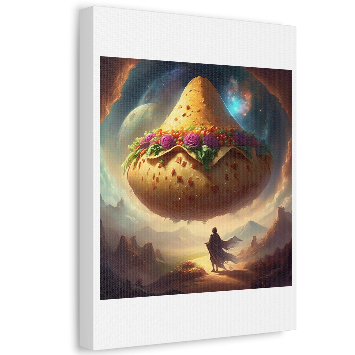 Cosmic Taco Planetoid Surreal Food Fantasy Art Canvas