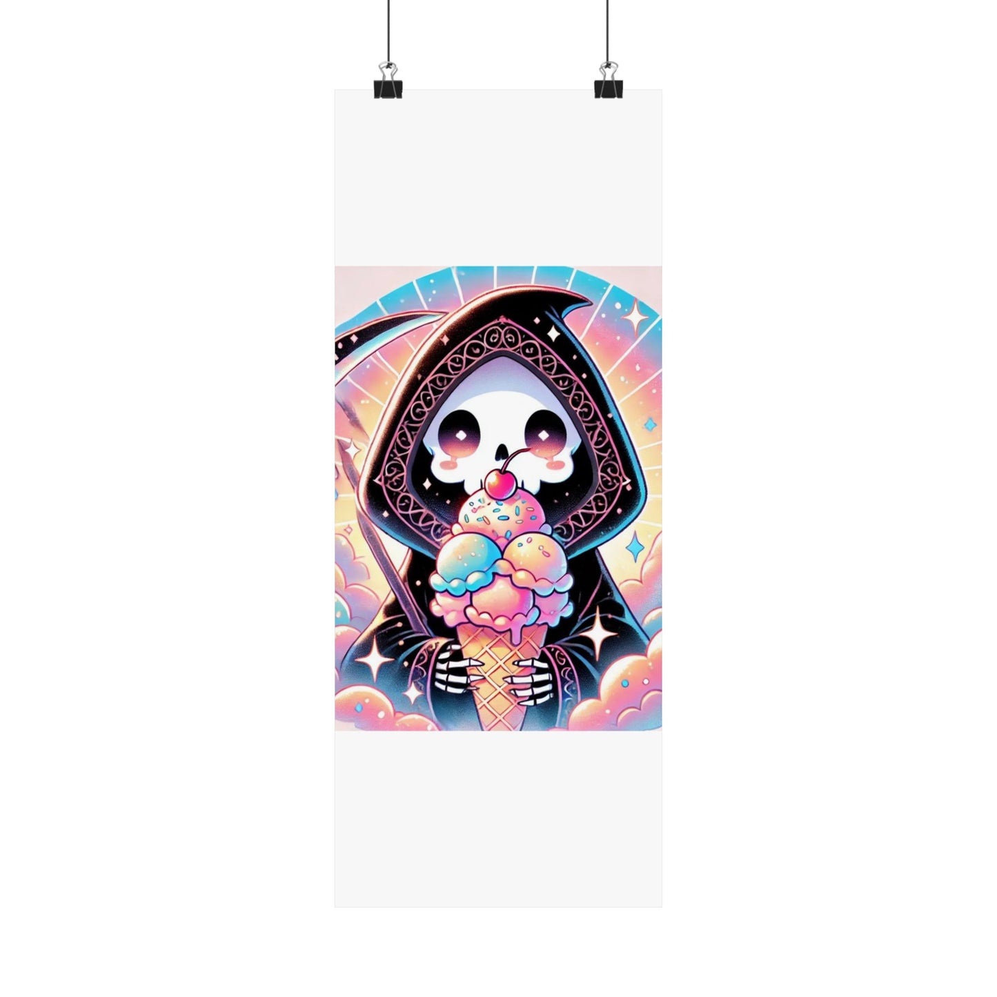 Cute Grim Reaper Ice Cream Pastel Novelty Poster
