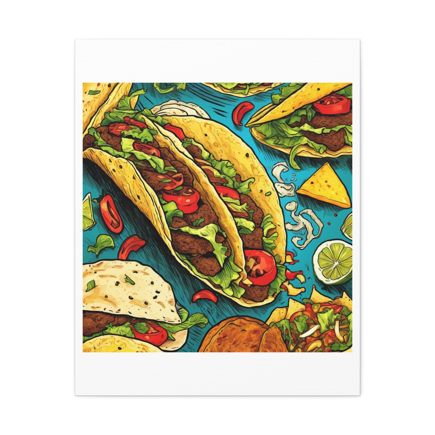Taco Party Pattern Foodie Gift Art Canvas