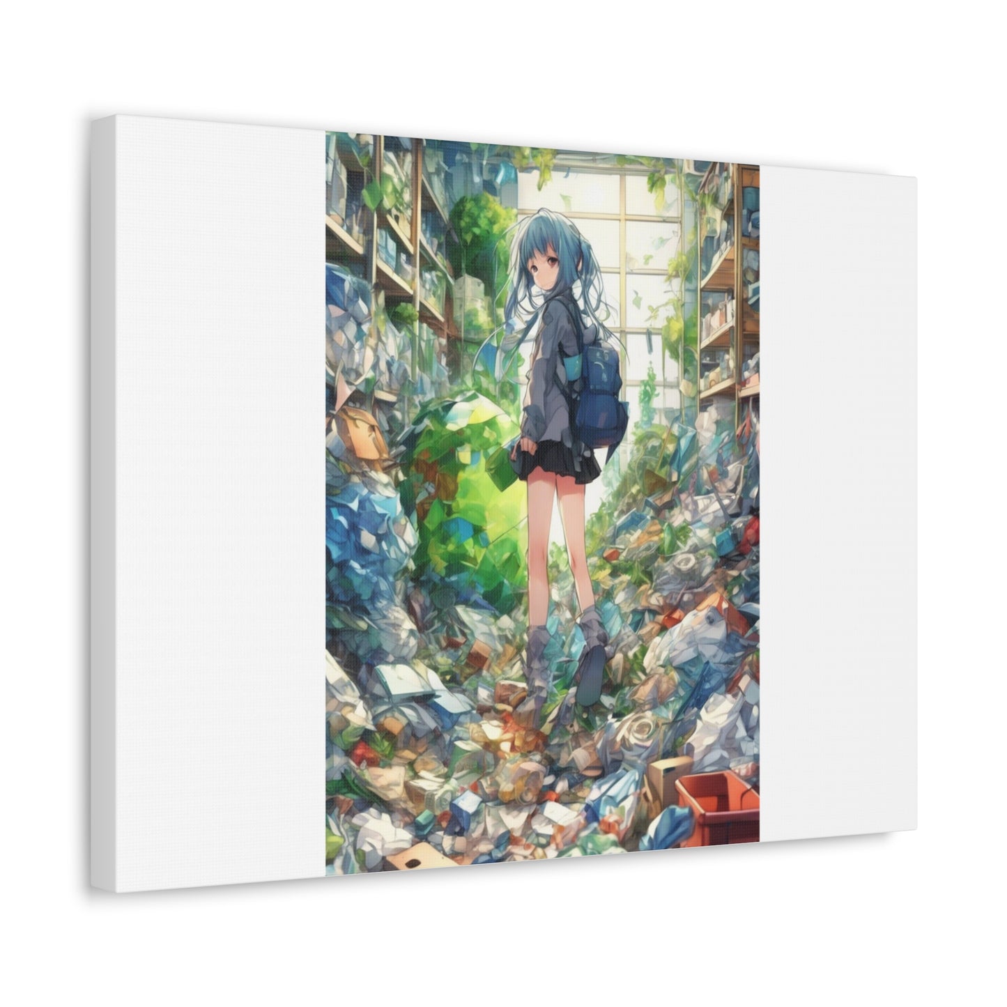 Green Recycling Alley Anime Girl Recycling Alley Canvas