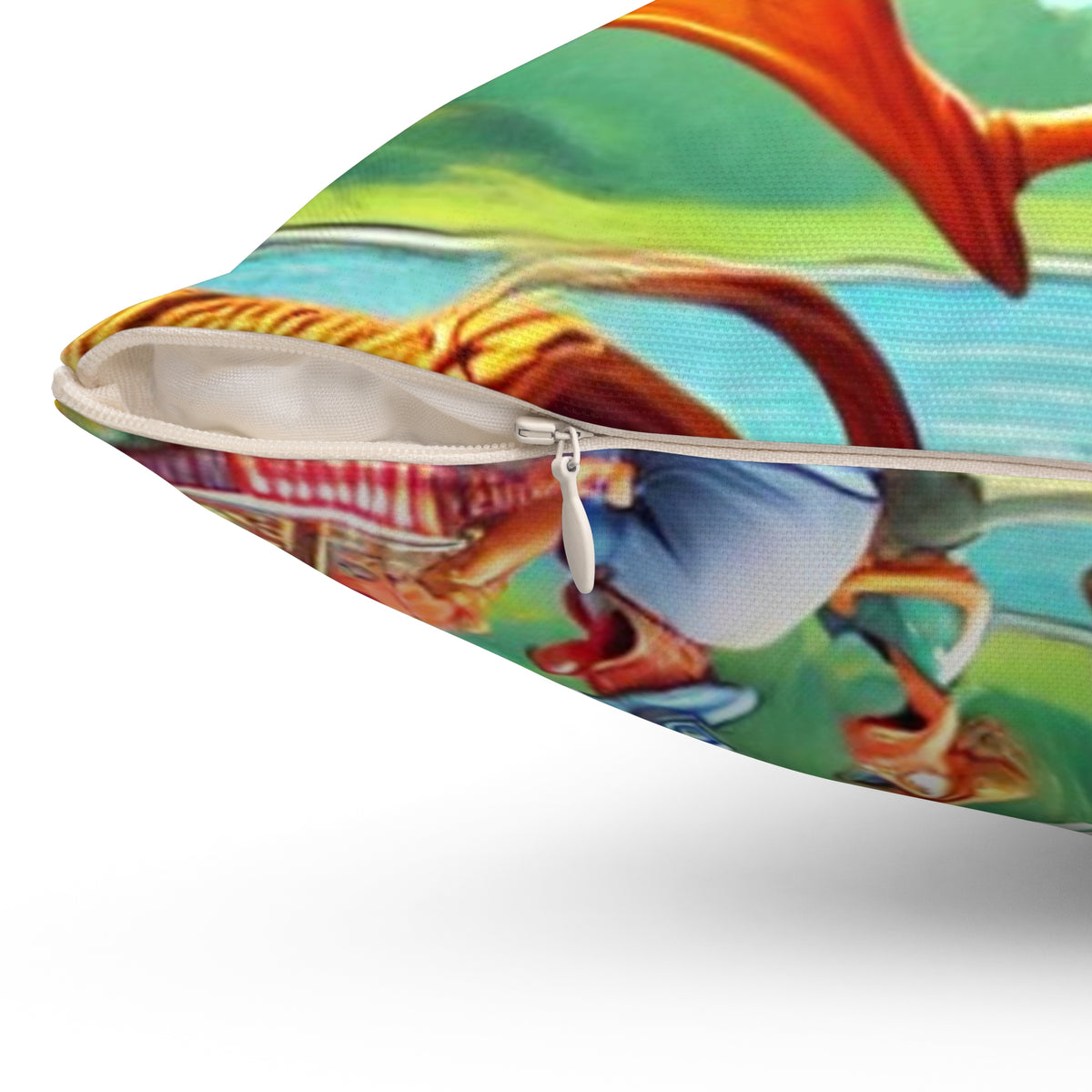Chaotic Picnic Duck Funny Summer Decorative Pillow