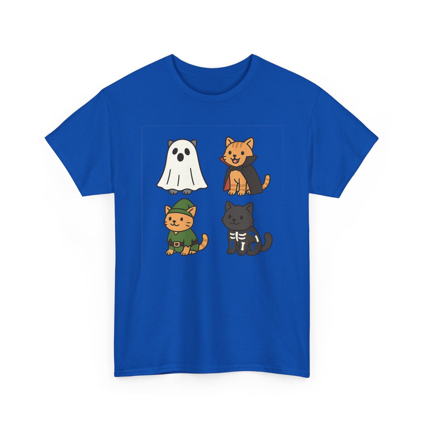 Cute Halloween Cat Tee, Unisex Heavy Cotton Tee, Casual Halloween Shirt, Pet Lover Gift, Fall Apparel, Cartoon Art,