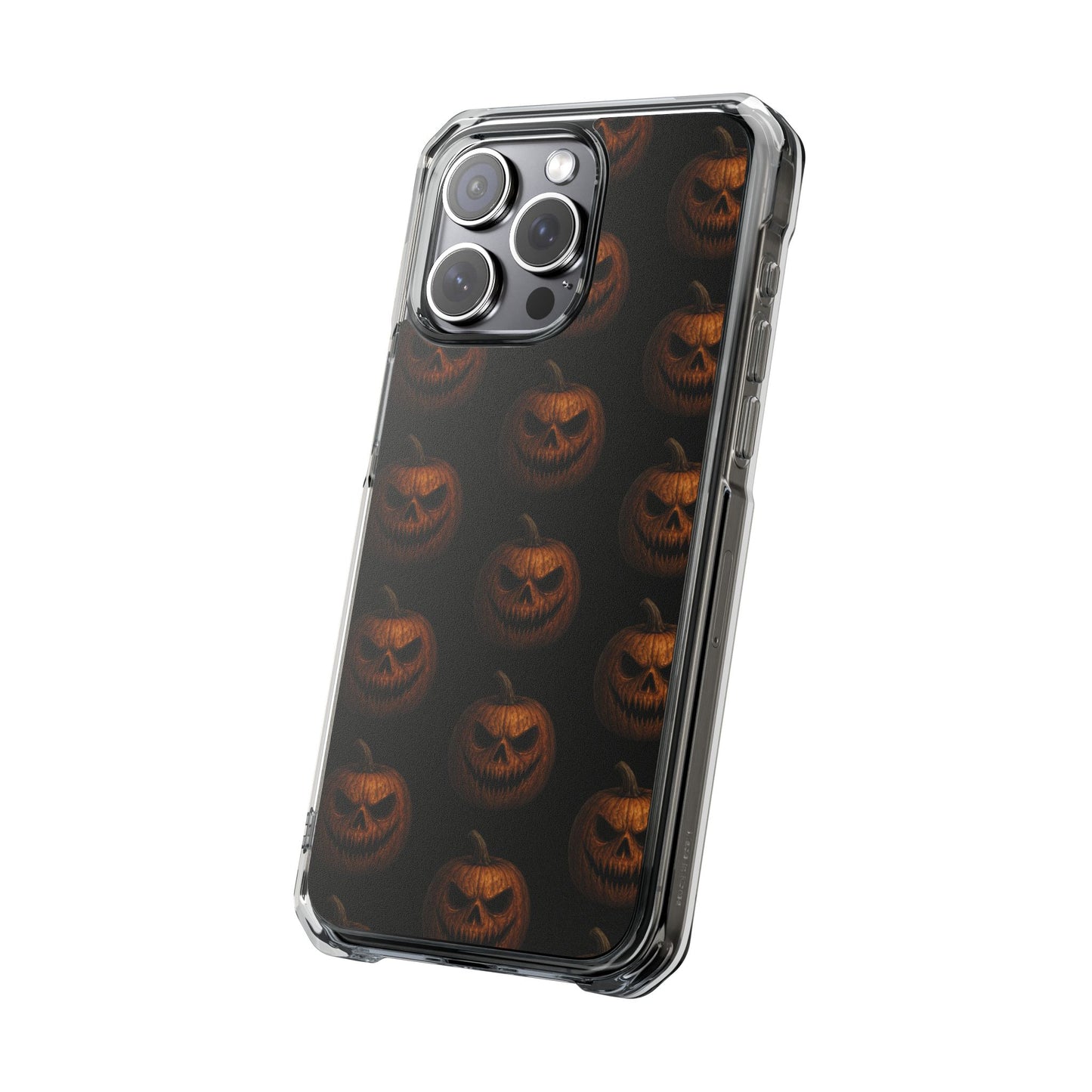 Magnet Cover, Halloween Pumpkin Spooky Phone Case, Horror Jack-O-Lantern Black Case, Magnetic Clear Impact Cover, Scary Cellphone Slim