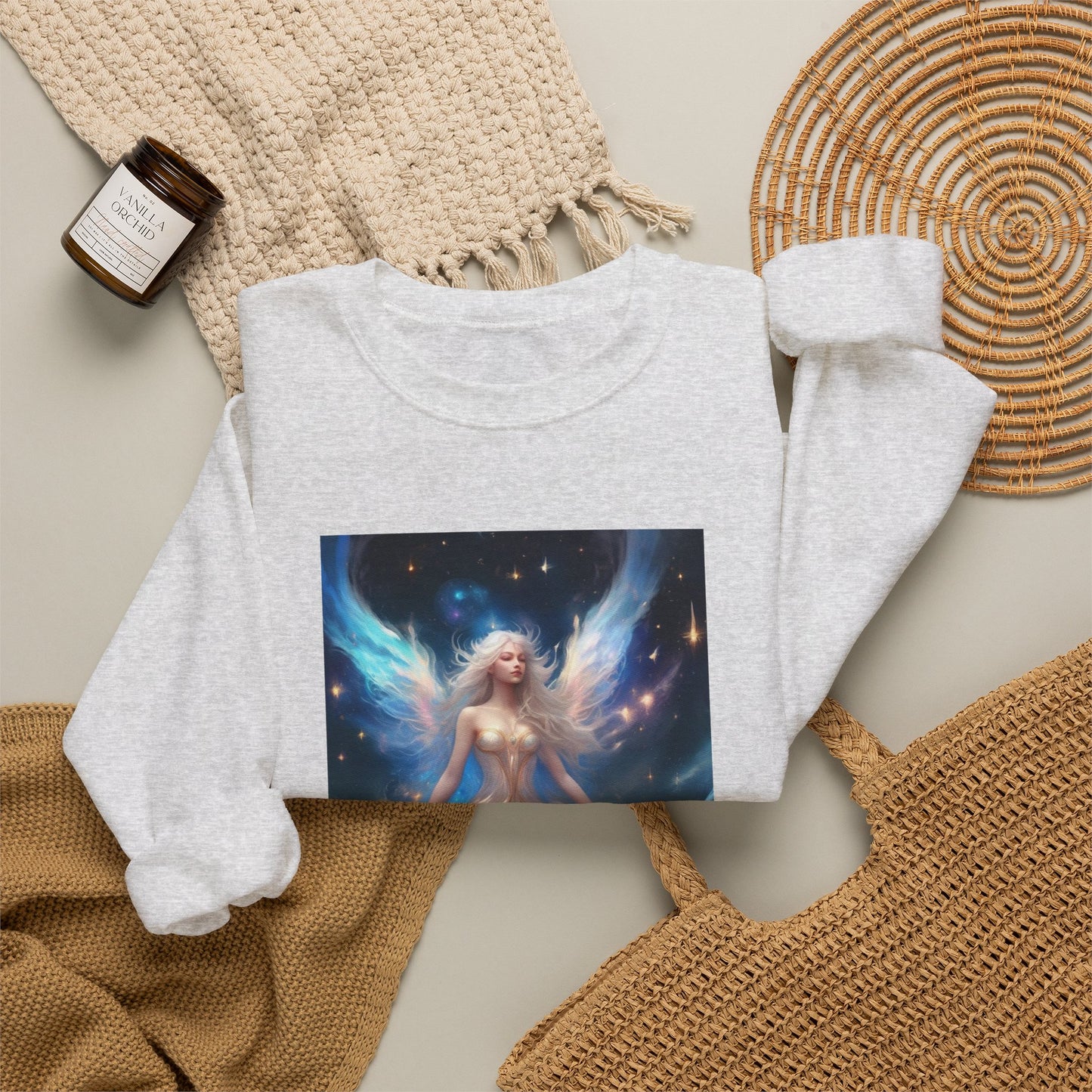 Celestial Winged Meditation Fantasy Portrait Sweatshirt