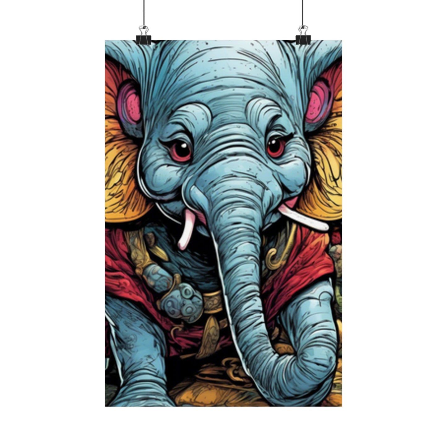 Colorful Elephant Garden Parade Wildlife Wall Art Poster