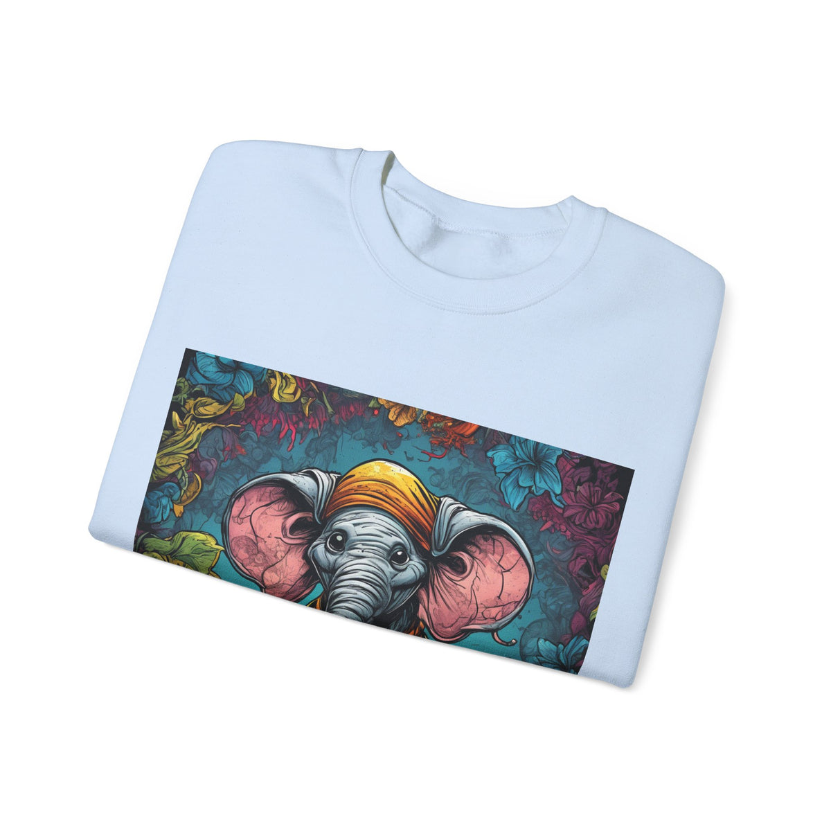 Colorful Storybook Elephant Floral Art Sweatshirt