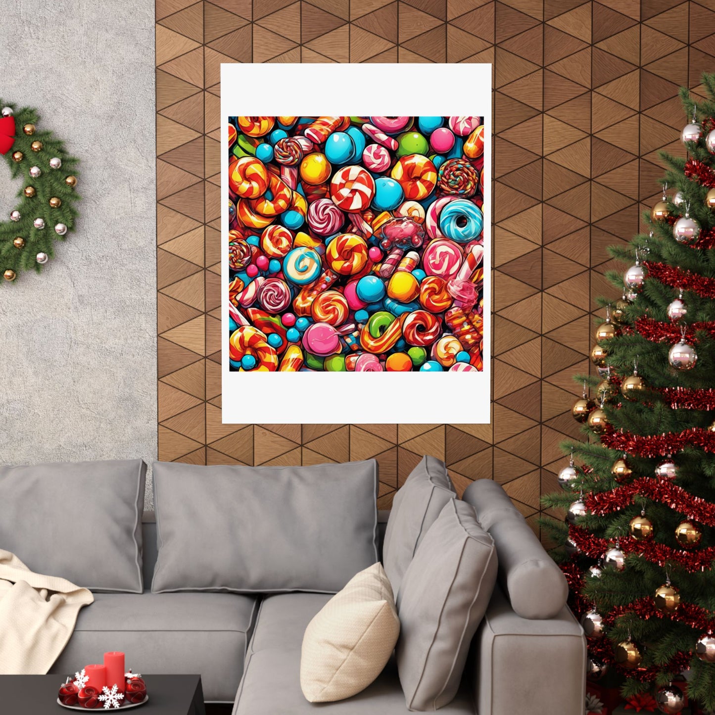Colorful Candy and Lollipop Pattern Poster