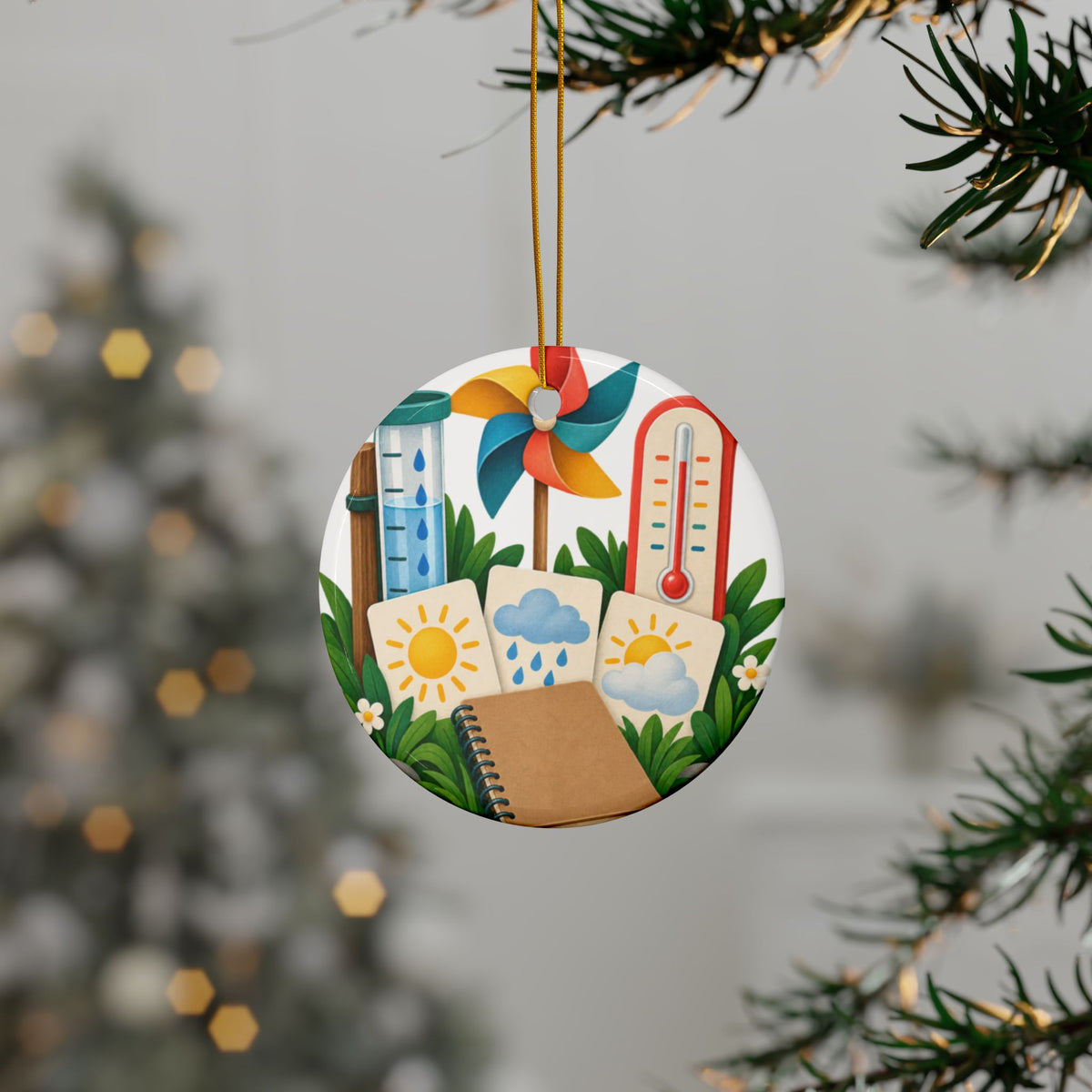 Colorful Backyard Weather Watching Kit Round Ornament