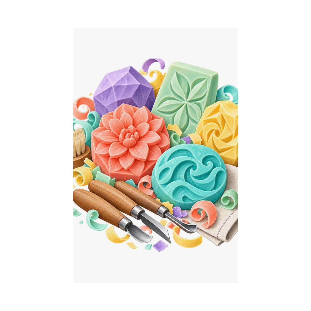 Colorful Soap Carving Workshop Poster