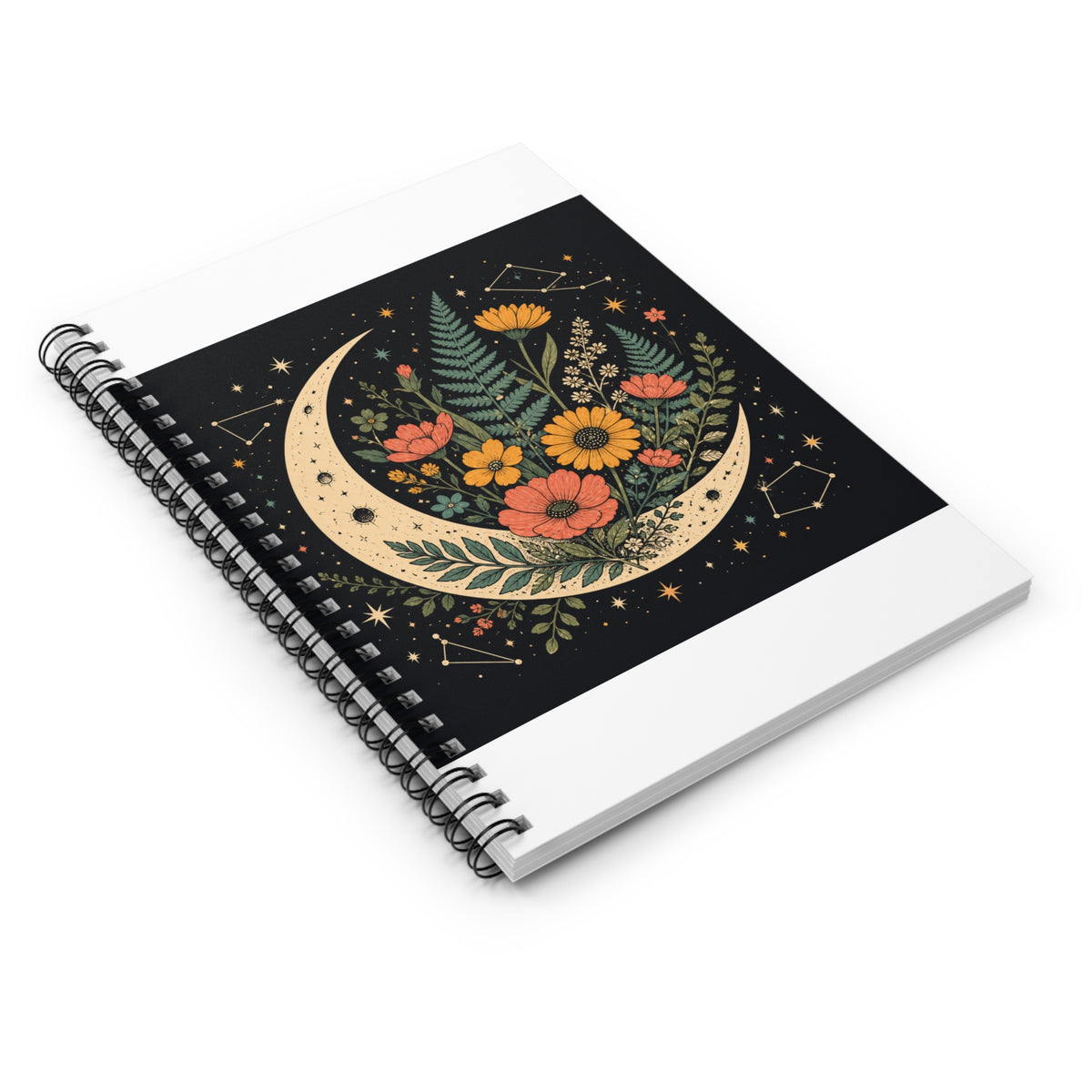 Celestial Wildflower Moon Botanical Spiral Notebook